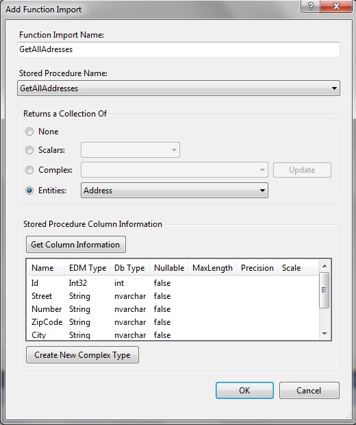 Add Function Import Dialog Box